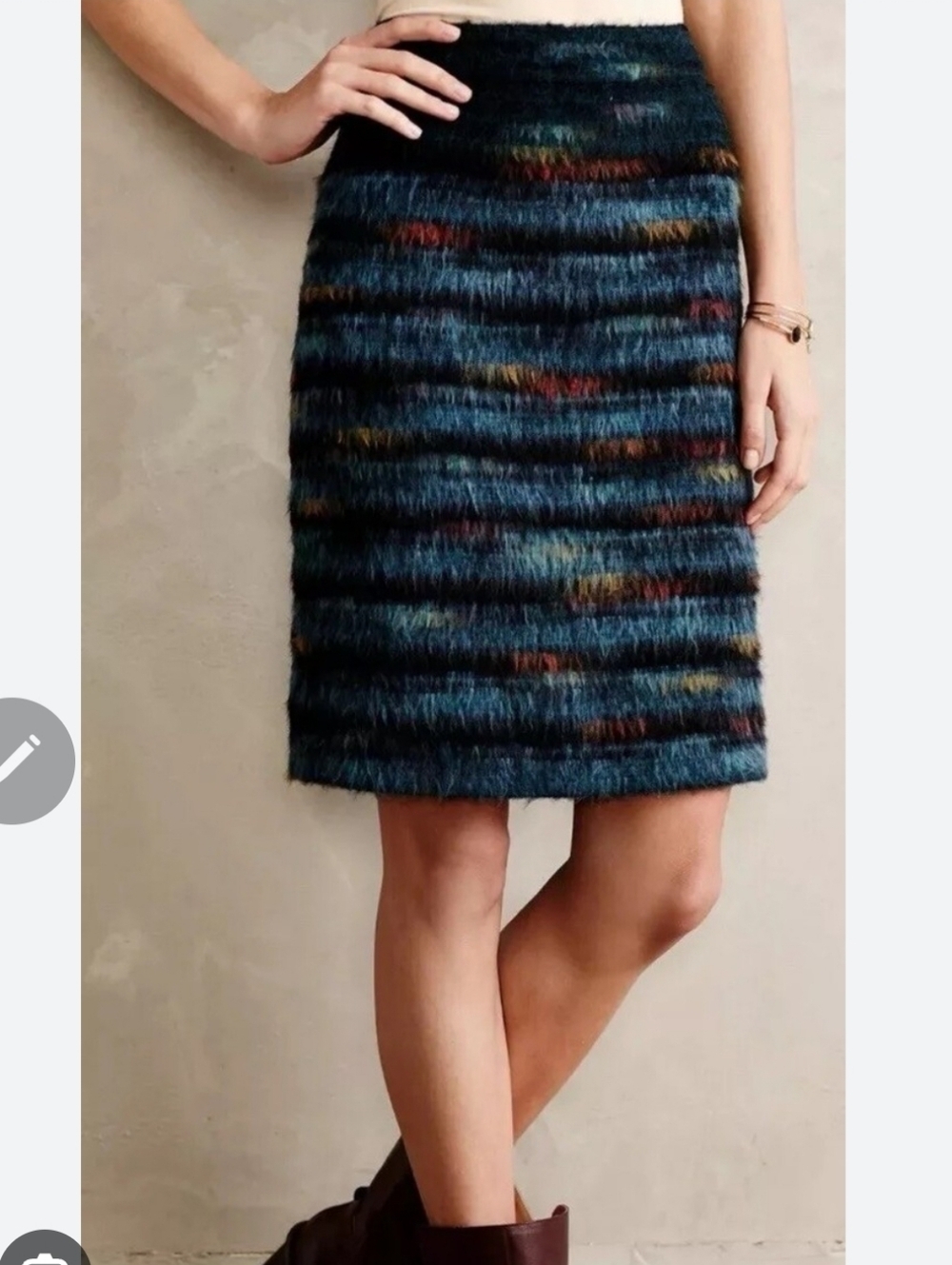 Anthropologie Maeve Feathered Wool Multicolor Striped Women's Skirt